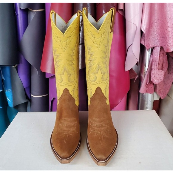 Kimmel Boot Co. Custom Shop Hash Brown Pig Western Cowboy Boots Women's 5.5 B - Picture 3 of 11